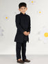 Boy's' Navy Blue Open Indowestern Set